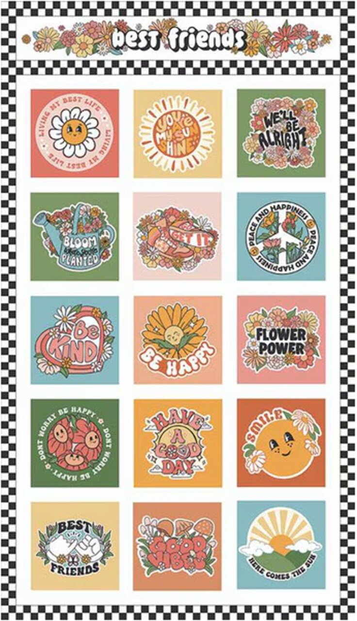 Riley Blake Besties Best Friends 24" Panel Cotton Fabric by the Panel